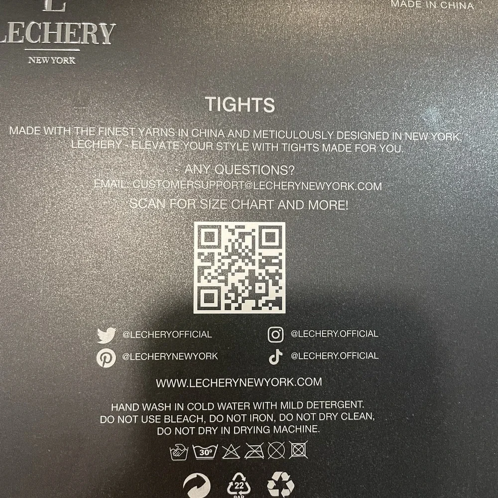 LECHERY® RHT Backseam Tights Size Small/Medium Black NWT NIP